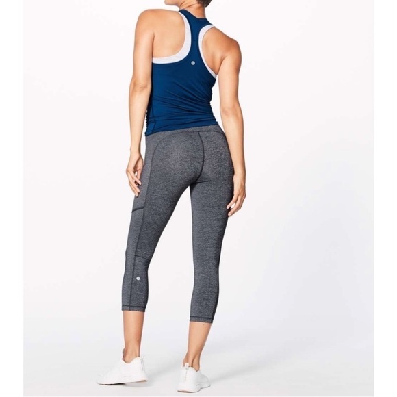 Lululemon Speed Up Crop Heathered Black 21" Inseam Running Leggings Size 4 - Picture 3 of 15